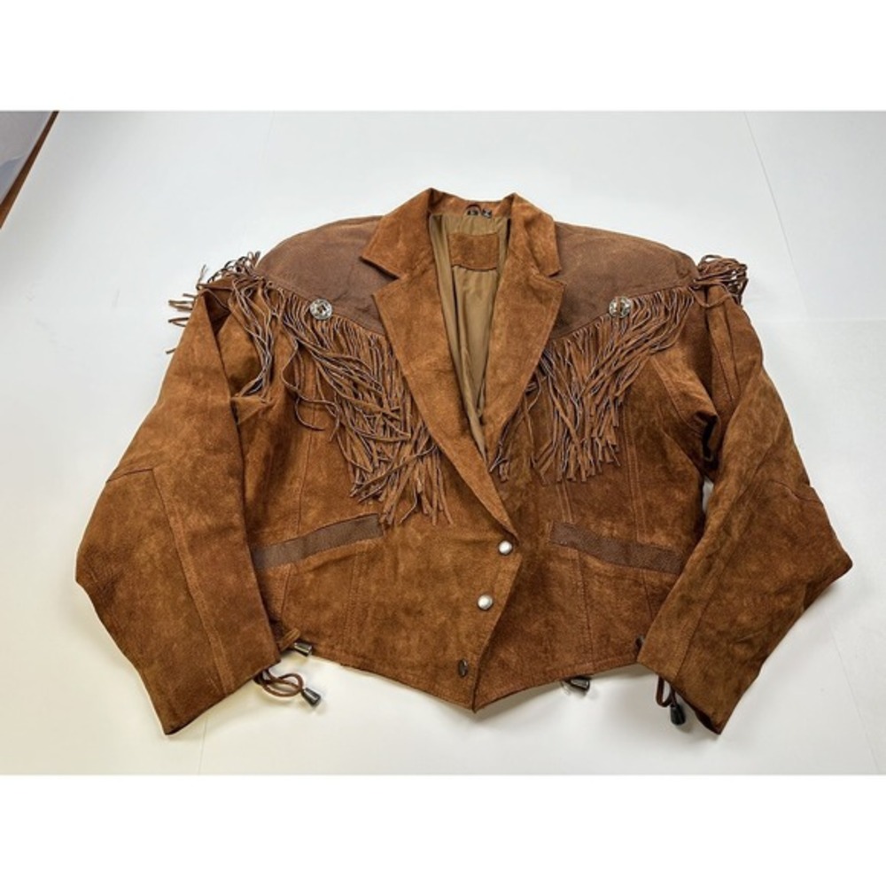 Vintage Mixed Blues‎ Fringe Leather Jacket Brown 80s Westernware Western